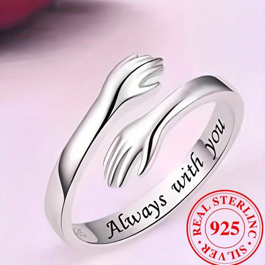 925 Sterling Silver Embracing Wrap Ring - Carved Sweet Words High Quality Jewelry